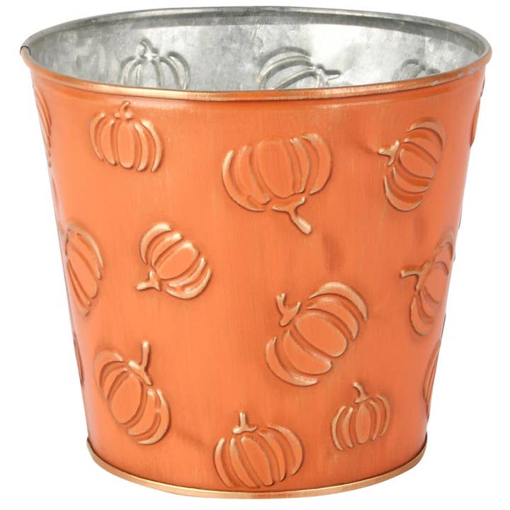 Blomkruka 'Pumpkin Patch', orange, metall, 14x14x12 cm för wholesale av Dekoratief