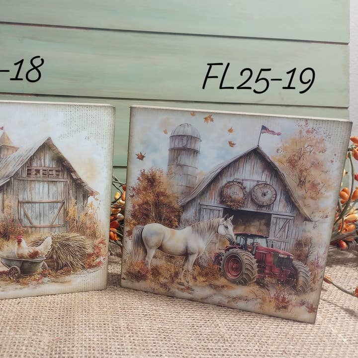 Fall Farm Wood Block Signs - Horse for wholesale by Bluegrass Burlap Co