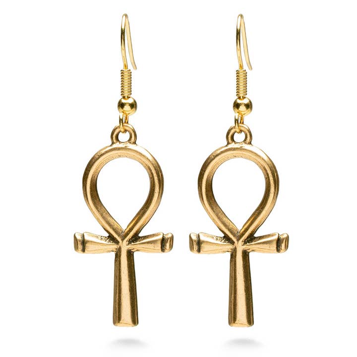Egyptian Ankh Earrings - Large Gold Finish for wholesale by Discoveries, Inc.