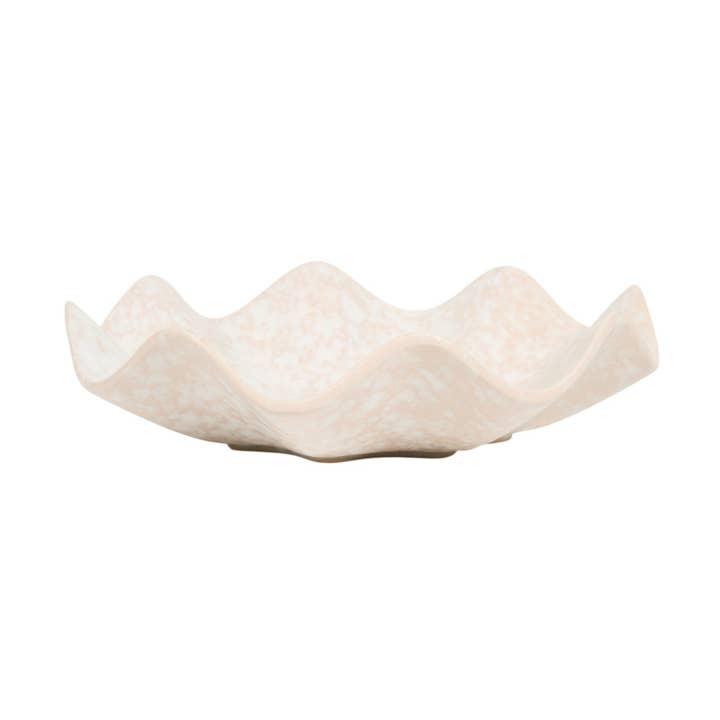 Modern Wavy Edges Cream Speckled Ceramic Serving Bowl 32x8Cm for wholesale by DEENZ