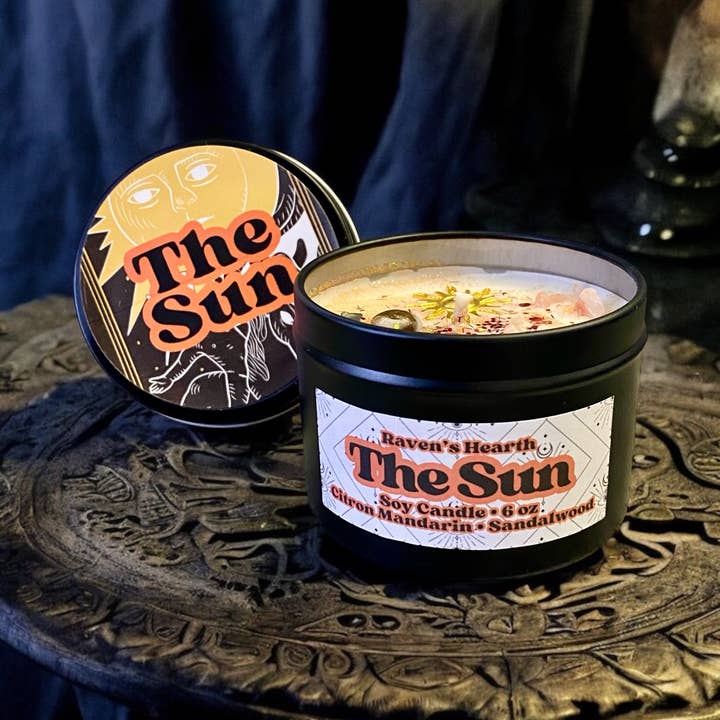 Raven’s Hearth - Wholesale Travel Candles - The Sun Candle | Warm Citrus Scent | Soy Wax | Vegan3