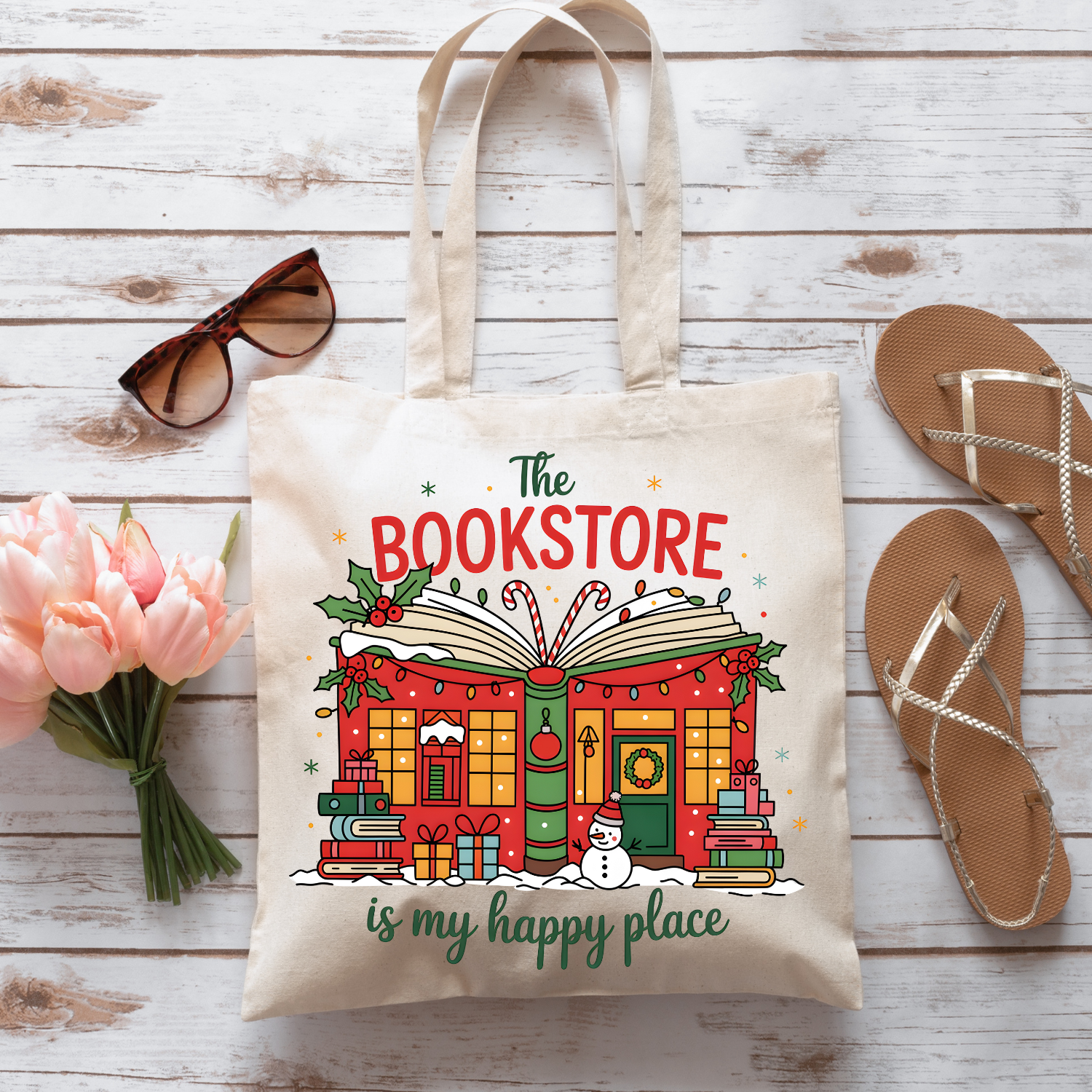 The Gift Genie LLC - Wholesale Tote Bag - Women's - Bookstore Is My Happy Place - Tote Bag1