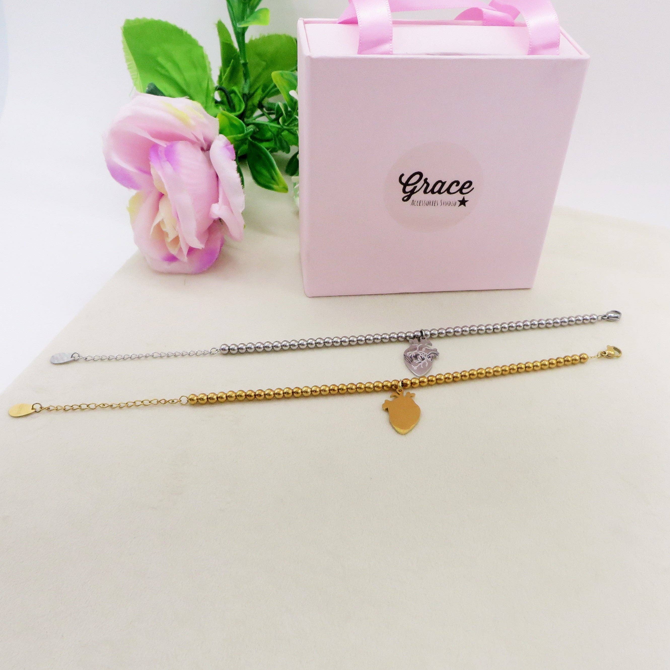 Daemon srls - Wholesale Charm/Dangle Bracelet - HUMAN HEART charm BRACCIALE  Pallini ~ ACCIAIO inossidabile - Bracciale cuore anatomico con ciondoli14