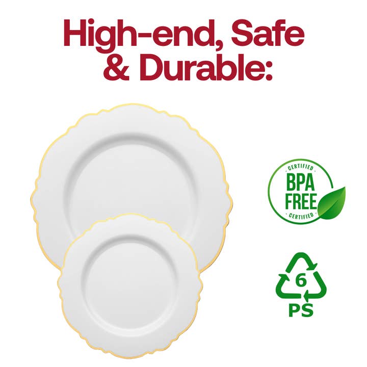 Smarty had a Party - Wholesale Serviesset - Wit met Gouden Rand Plastic Servies Set - 120 Gasten