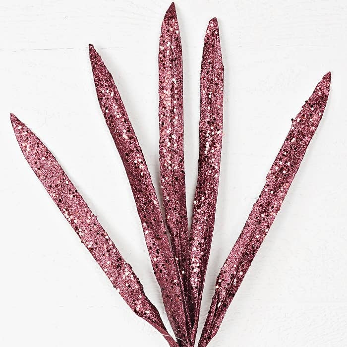 Impressive Enterprises, Inc. - Wholesale Christmas Decoration - ISB17790- 24in Glitr Orchid Lvs Sprayx5-CH-24/240pcs1