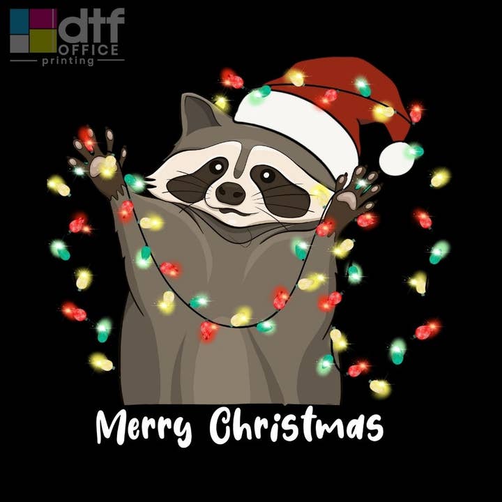 DTF Office - Wholesale Sticker - Christmas Lights Raccoon UV Sticker