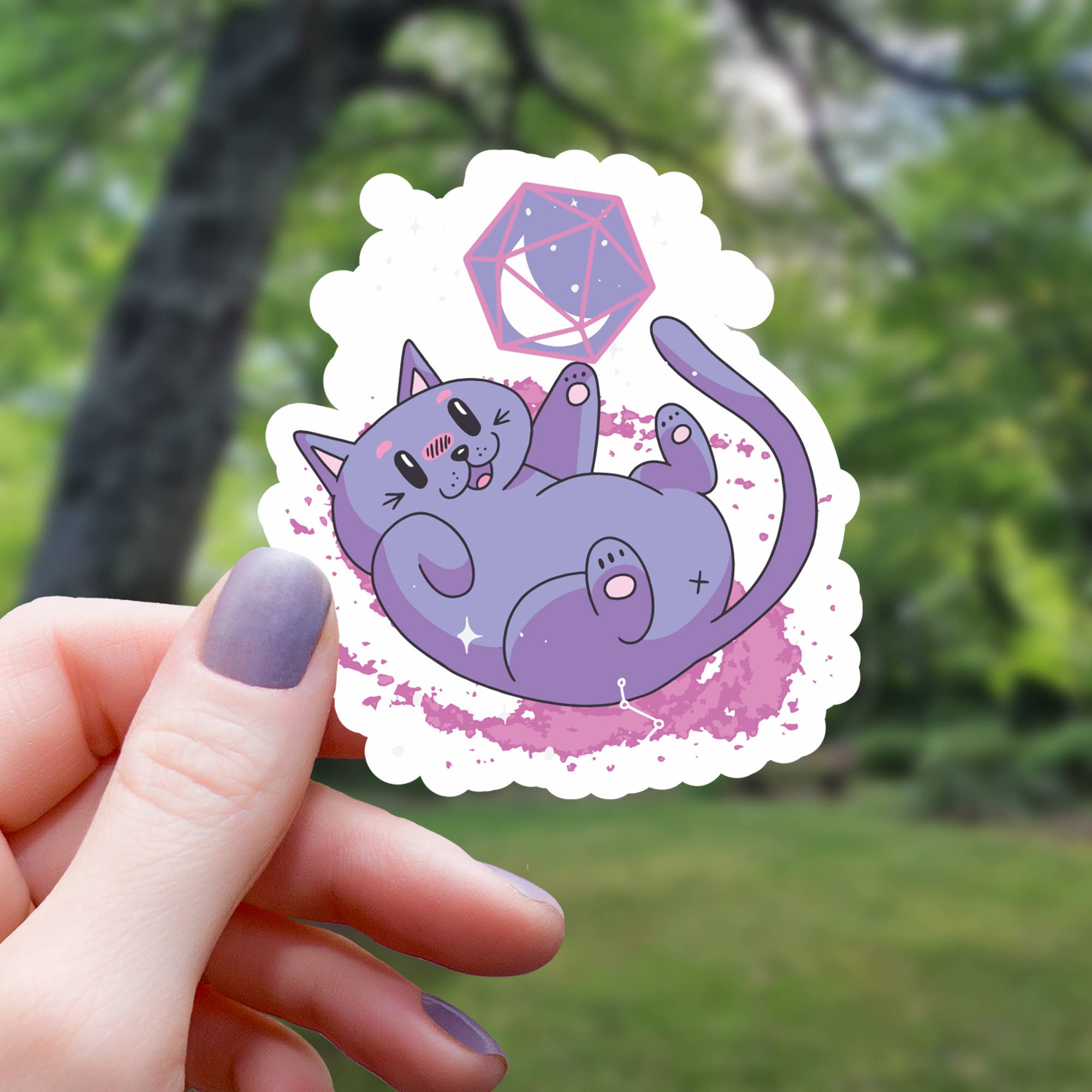 Mimic Gaming Co - Wholesale Sticker - Cat Playing with Space D20 Sticker -3"