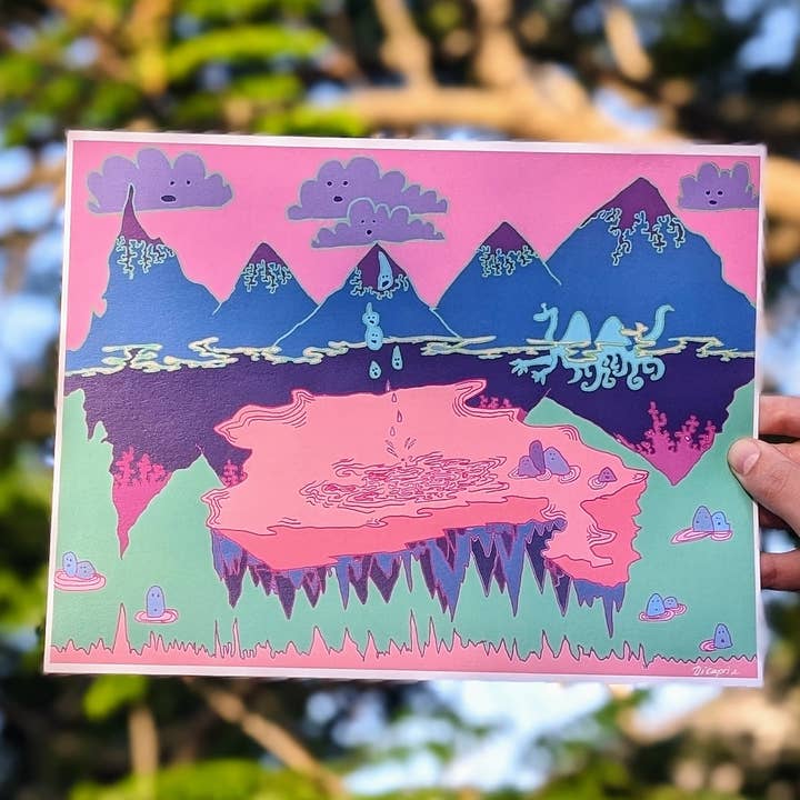 Lochness Gumdrop Lake Art Print for wholesale by Monsters of the Underworld