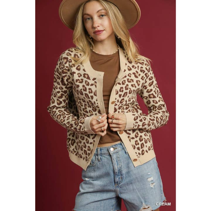 Cardigan con stampa leopardata per la vendita all'ingrosso da parte di STYLE USA