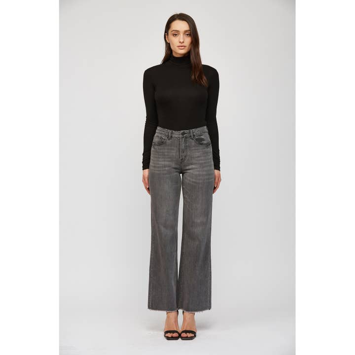 DARK GREY SUPER HIGH WIDE LEG - SUPER SOFT for wholesale on Faire