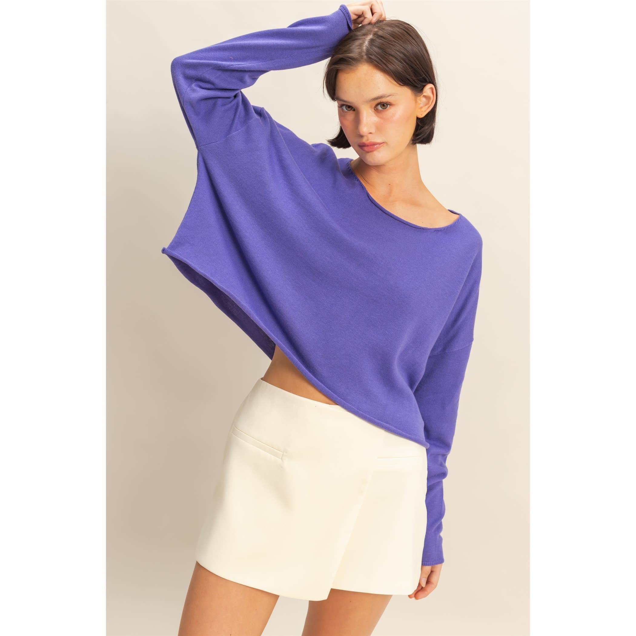 HYFVE - Wholesale Knit Sweater - Women's - Wide Neck Drop Shoulder Relaxed Fit Sweater0