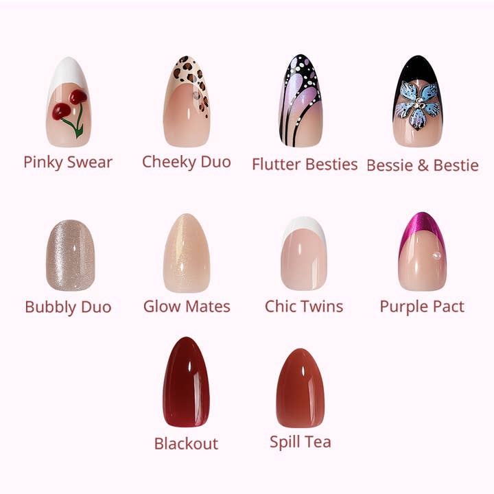 3D French Tip Press On Nails - BTArtbox Almond False Nails for wholesale by BTArtboxnails