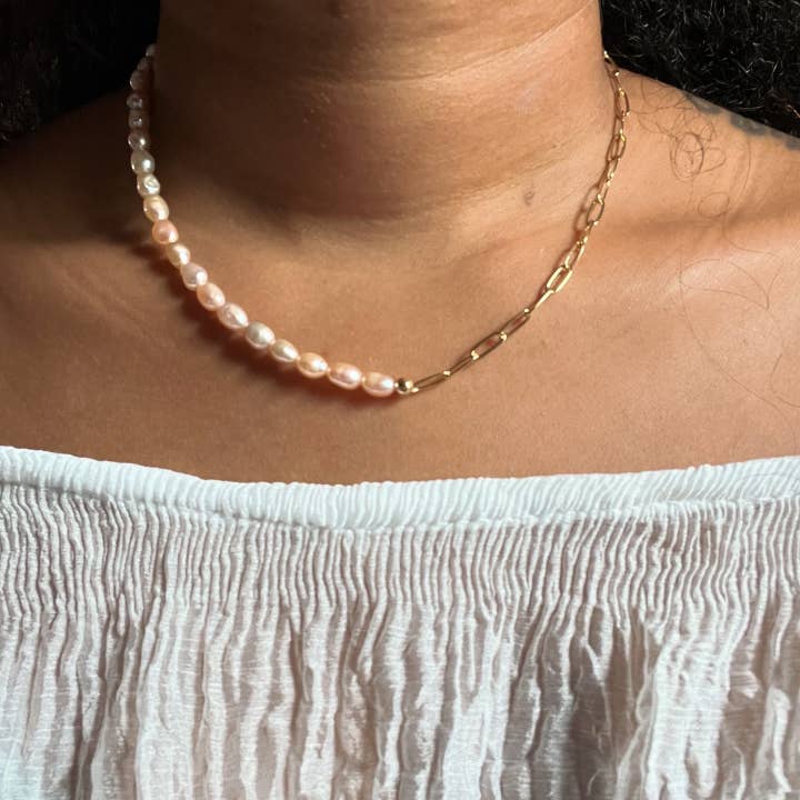 Shana Peach Moonstone Necklace for wholesale by Lustrum Apothecary