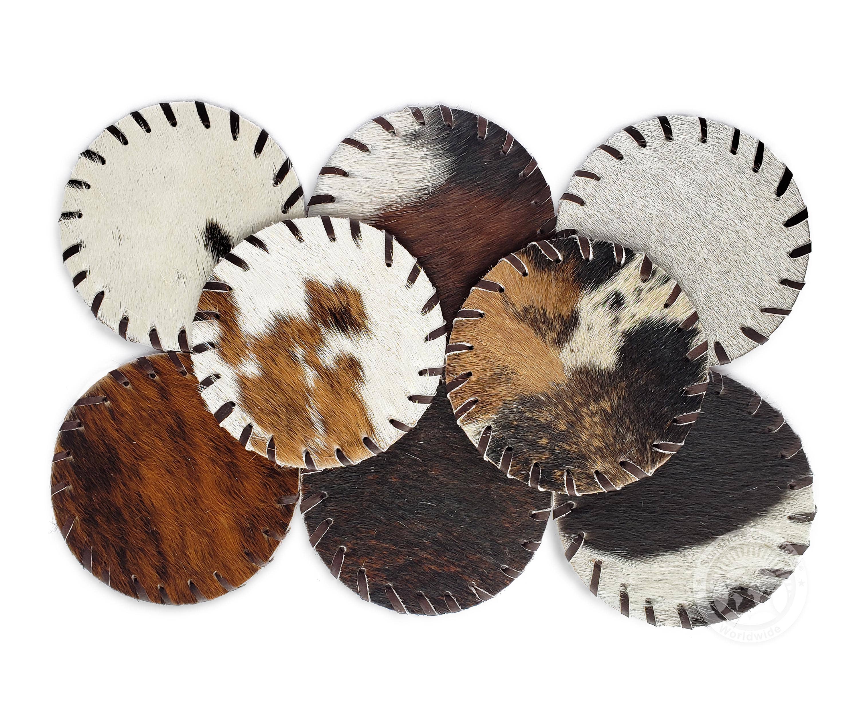 Sunshine Cowhides - Wholesale Onderzetters - Ronde onderzetters van koeienhuid met haar1