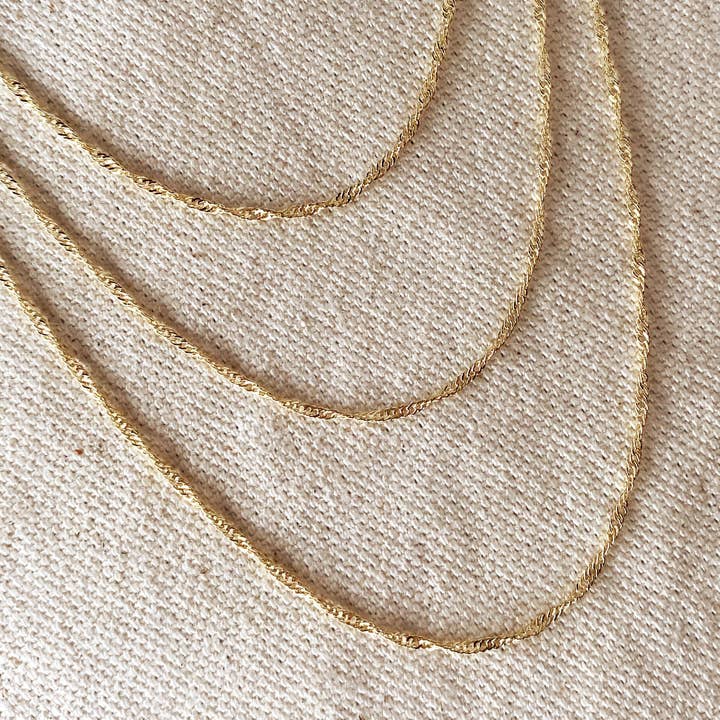 GoldFi - Wholesale Link & Chain Necklace - 18k Gold Filled 1.7mm Singapore Chain