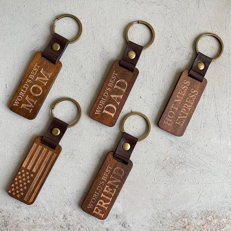 Fast Wholesale - Wholesale Keychain - Unisex - Creative Gift Key Chain Wood Leather Pendant Keychain5