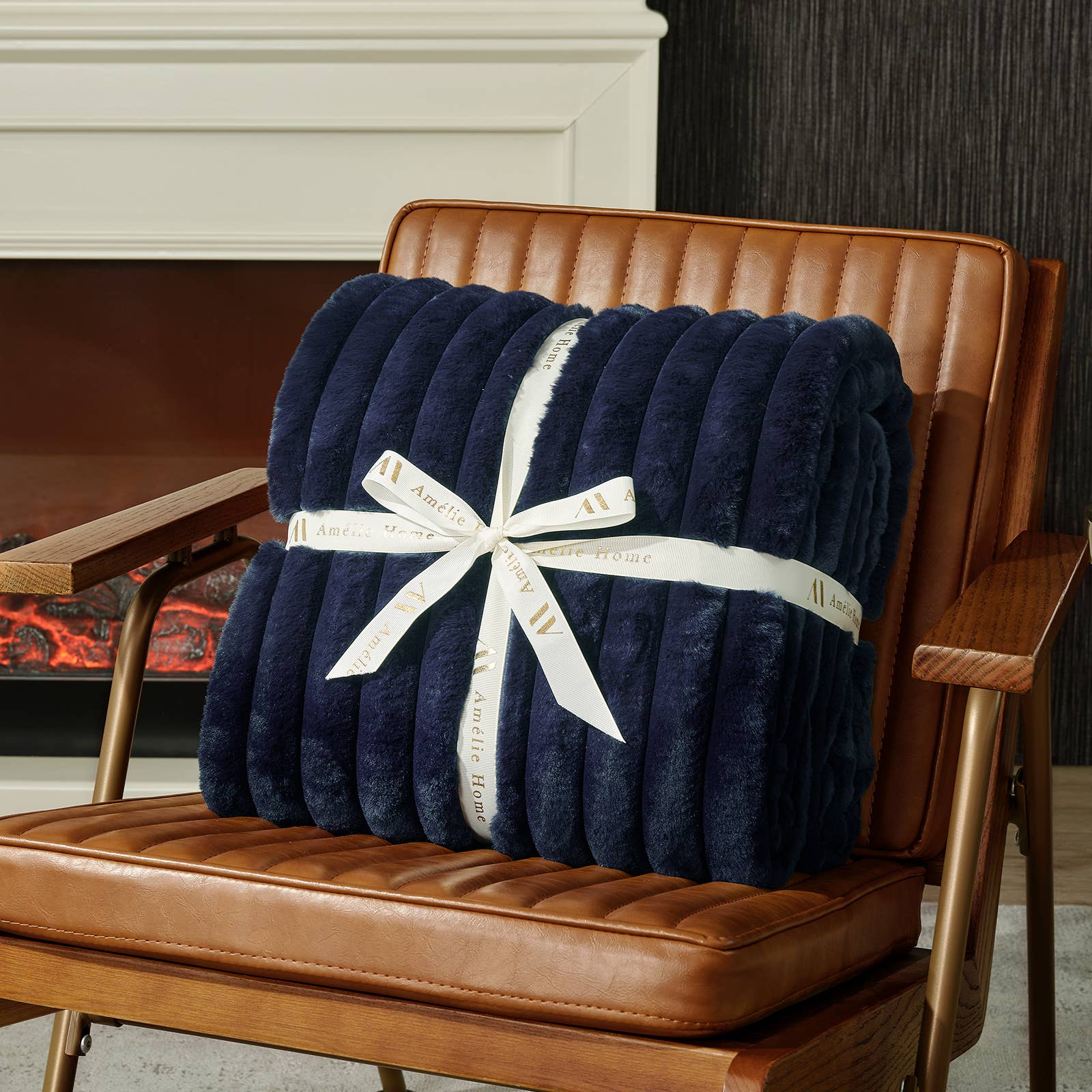 DreamValley - Wholesale Throw Blanket - AH Faux Rabbit Fur Luxurious Striped Throw Blanket 55"x70"13