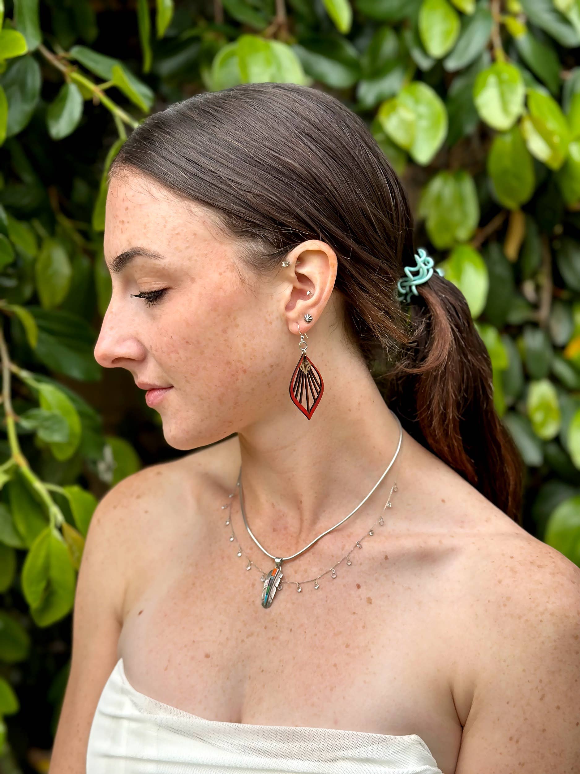 Green Tree Jewelry – wholesale Dangle earrings – Fan Leaf Palm Earrings1