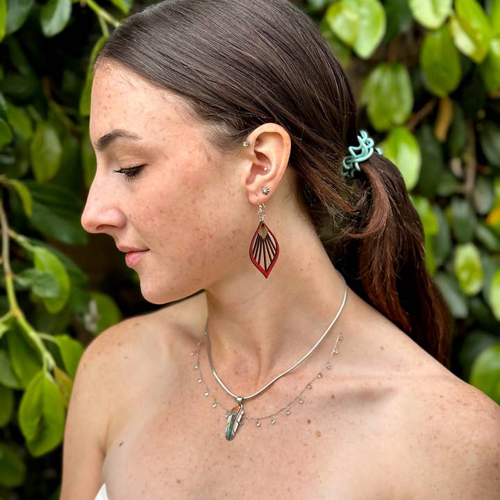 Green Tree Jewelry – wholesale Dangle earrings – Fan Leaf Palm Earrings1