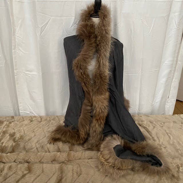 HemsidanDesign - Wholesale Scarf - Women's - Fur shawl Estelle with fur, dark gray0