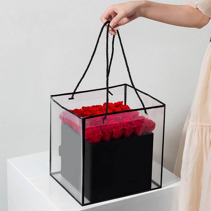 Cube Clear PVC Flower Gift Bag for wholesale by Elegant Design Supply