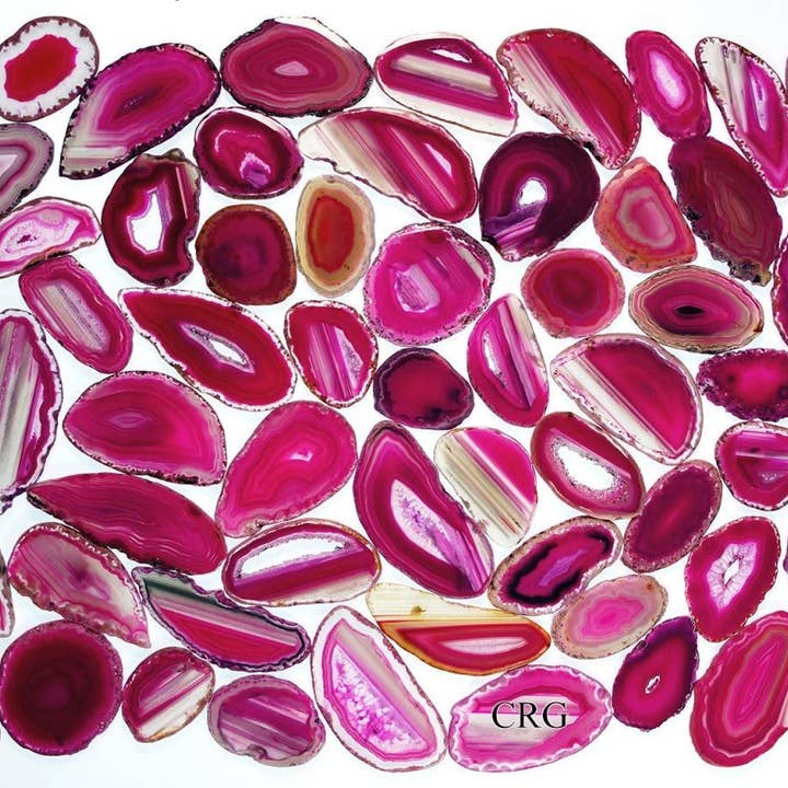 Tranche d'agate rose (taille #0) (2 à 3 pouces), tranche de géode d'agate brésilienne de catégorie A, vente en gros de cristaux pour la vente par Crystal River Gems LLC
