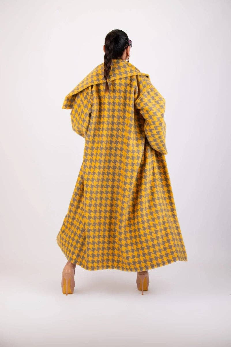 Jaune Manteau d'hiver pied-de-poule OFELIA en vente sur Faire1