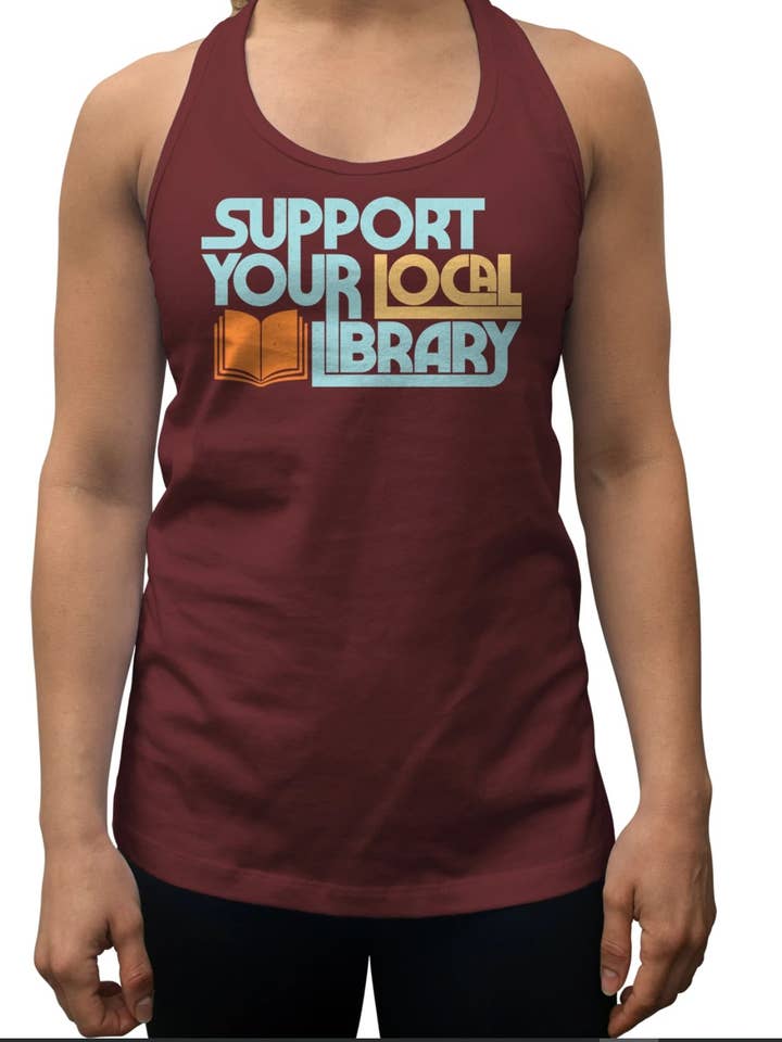 Camiseta de tirantes con espalda cruzada Support Your Local Library para mujer para venta al por mayor de Boredwalk