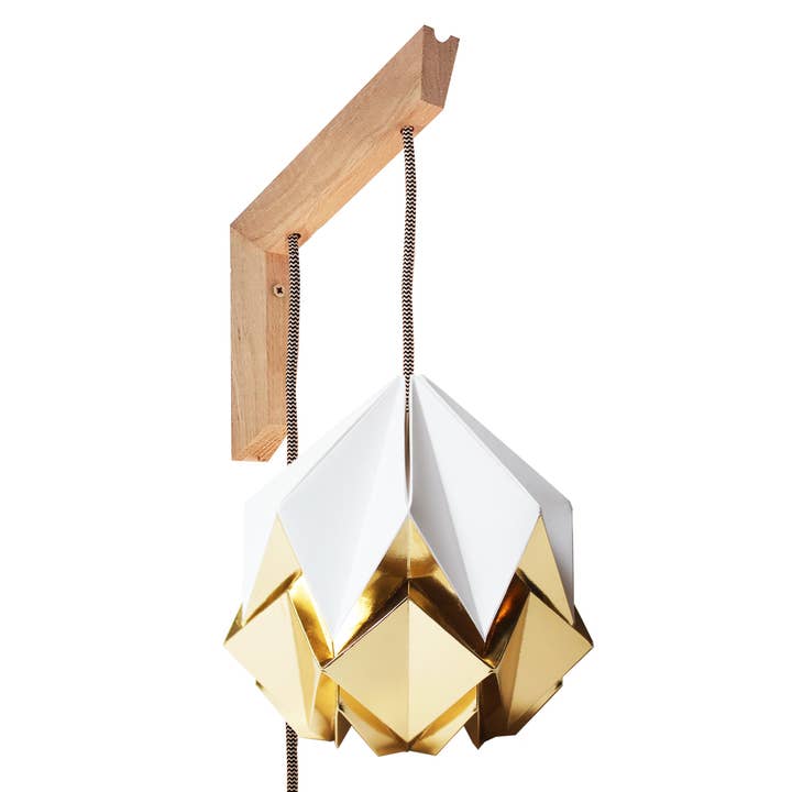 Tedzukuri Atelier - Vente Appliques - Luminaire mural en origami - Support en bois bicolore11