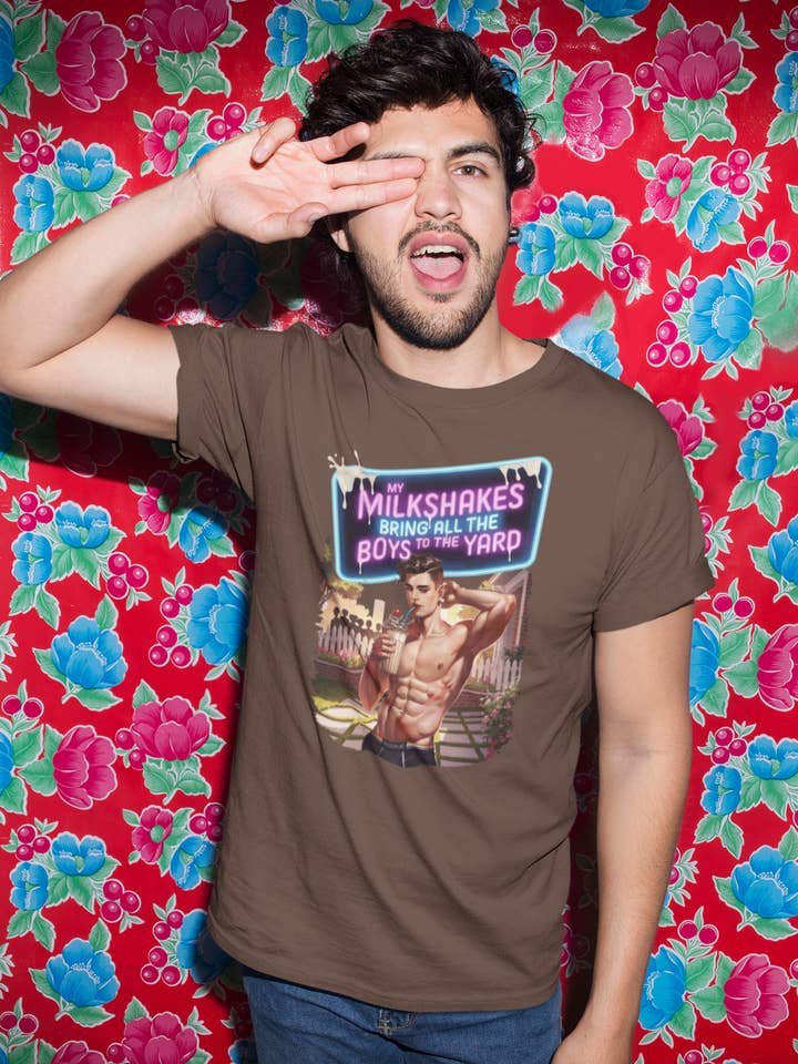 My Milkshakes Bring All the Boys to the Yard LGBTQ Pride Tee for wholesale by Pride Majic