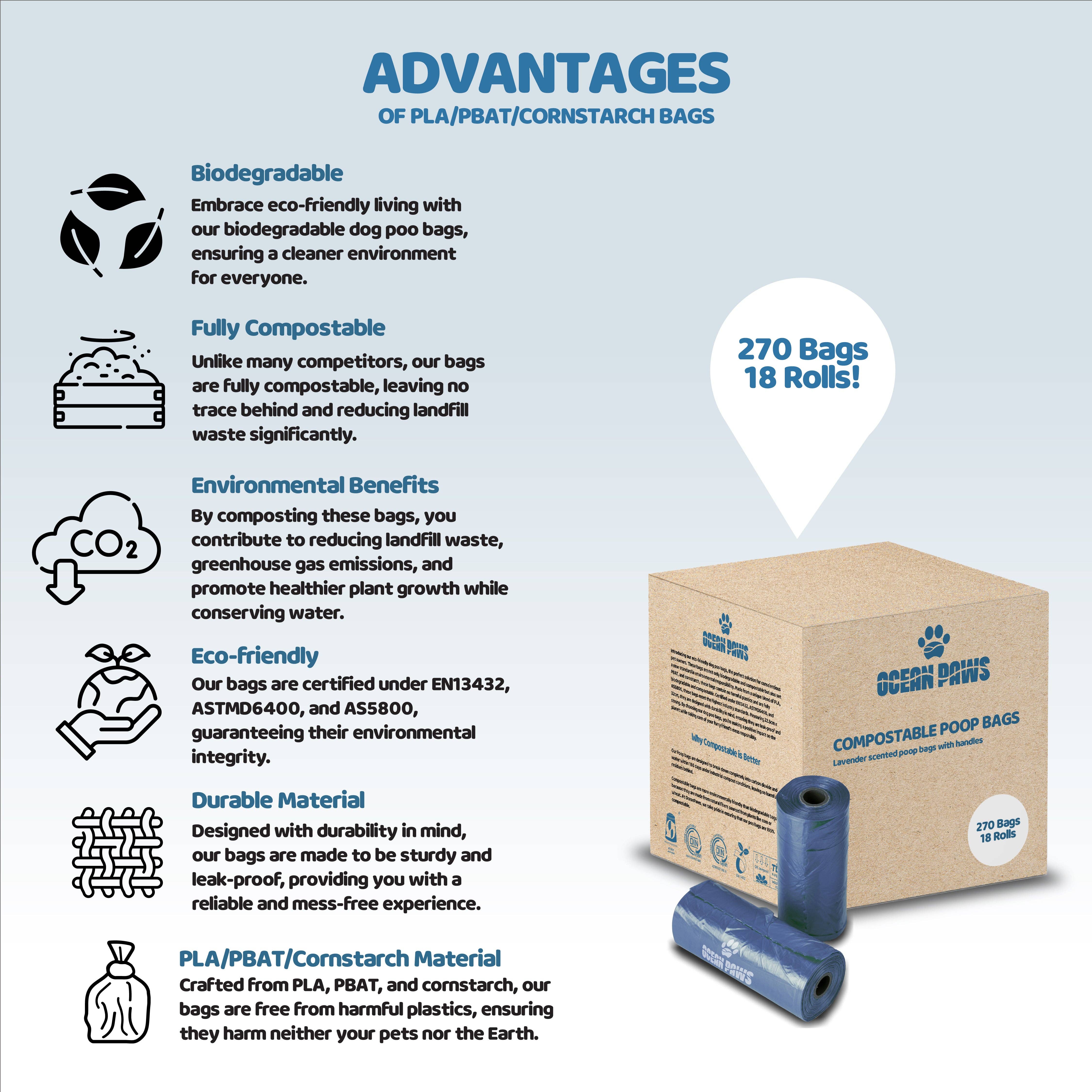 OurPetsLife - Wholesale Pet Poop Bag - Compostable Dog Poo Bags 18 rolls (270 bags)3