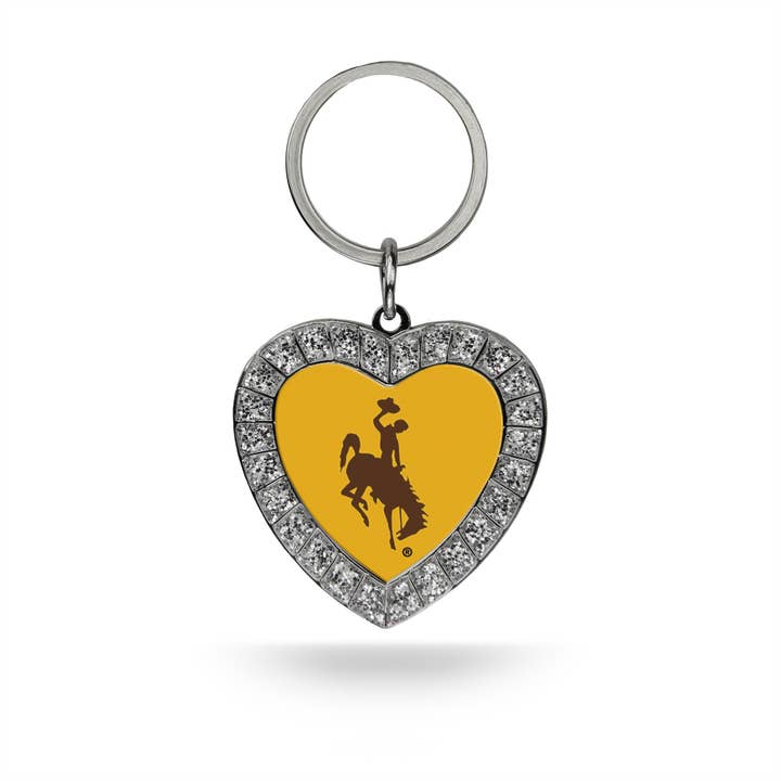 NCAA Wyoming Cowboys Bling Heart Key Chain for wholesale by Rico Industries