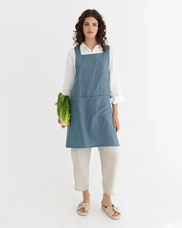 MagicLinen (We handle U.S. import procedures for you) - Wholesale Apron - Pinafore cross-back linen apron in various colors16