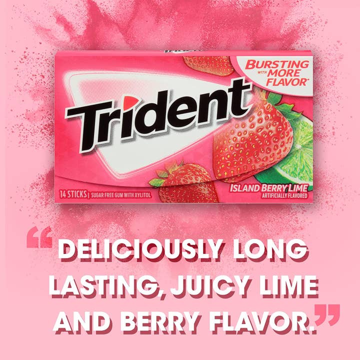 Snacky Candy - Wholesale Chewing Gum - Trident Island Berry Lime 14 pc 12 pack3