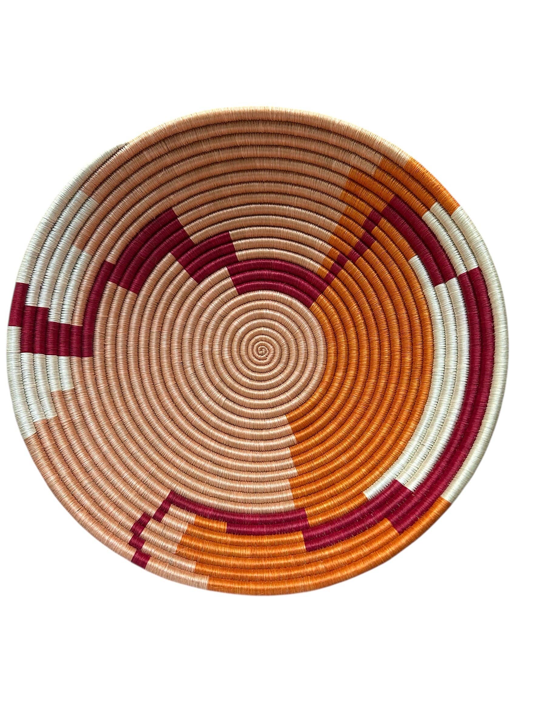 The African Home Goods - Wholesale Decoratief bord/schotel/kom - Rwanda Afrikaanse kom - Oranje met Perzik0