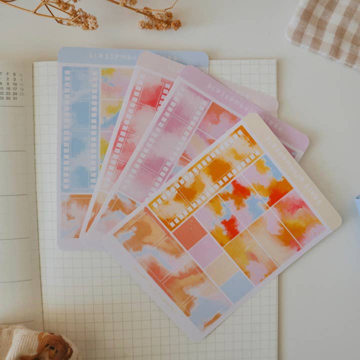 Folha de autocolantes - Quadrados Espiralados por atacado de BlossomBujo Store