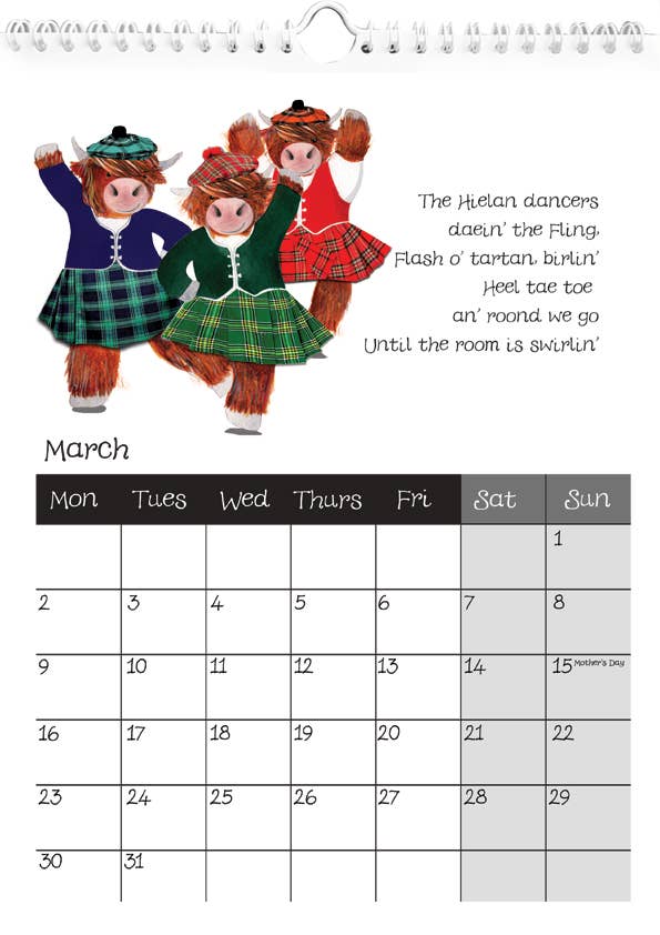 Wee Wishes - Wholesale Calendar - Highland Coos 2026 Calendar CAL20263