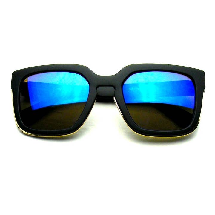 Emblem Eyewear - Wholesale Sunglasses - Unisex - Horned Rim Block Hipster Flash Mirror Thick Keyhole