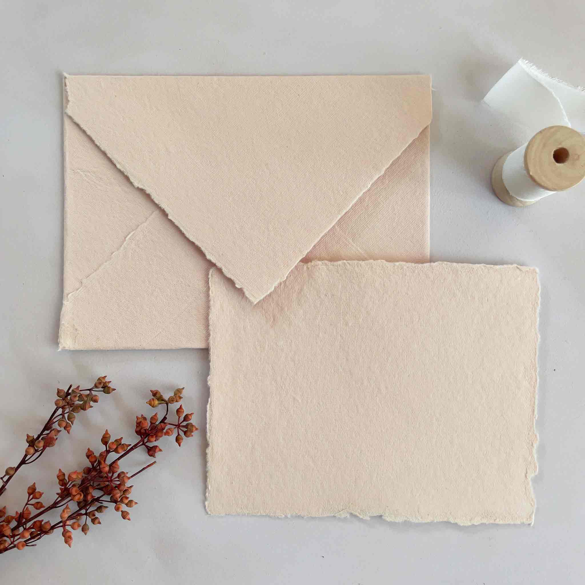 The Natural Paper Company - Wholesale Stationery/Notecard Set - Misty Rose Handmade Cotton Rag Paper, Card and Envelopes4