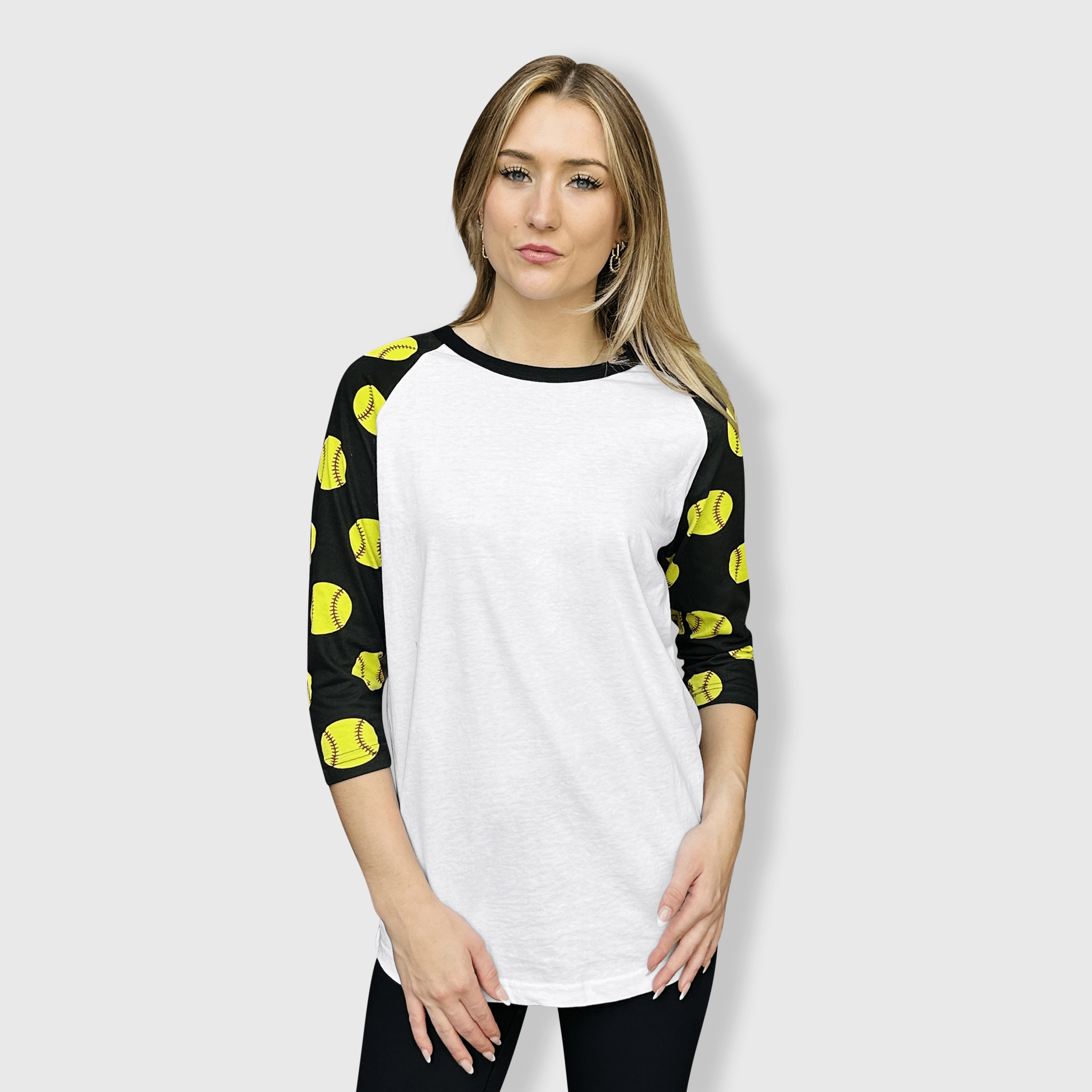 ILTEX Apparel - Wholesale T-Shirt - Women's - Softball Print Raglan Adult0