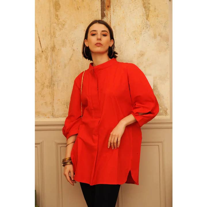 High PASCALI bohemian spirit loose solid color Coral for wholesale by B A O B A B - Mode