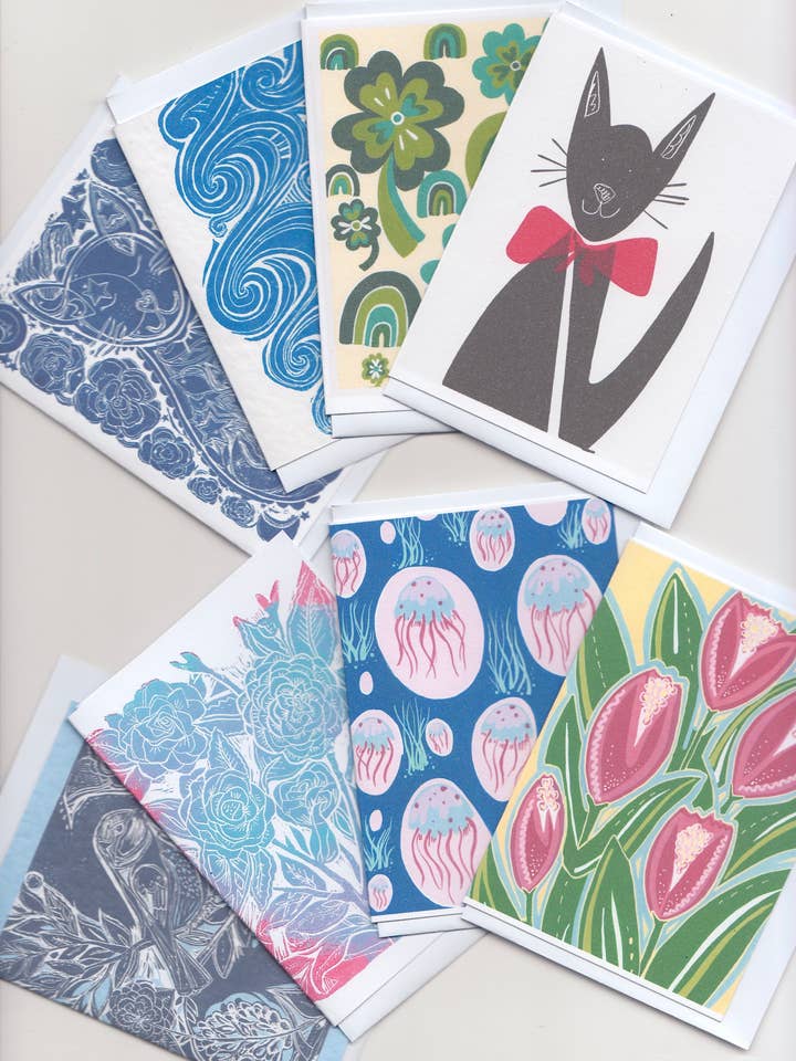 Juego de Tarjetas de Felicitación en Miniatura - 12 x Tarjetas A7 para venta al por mayor de Jenny Robson Design