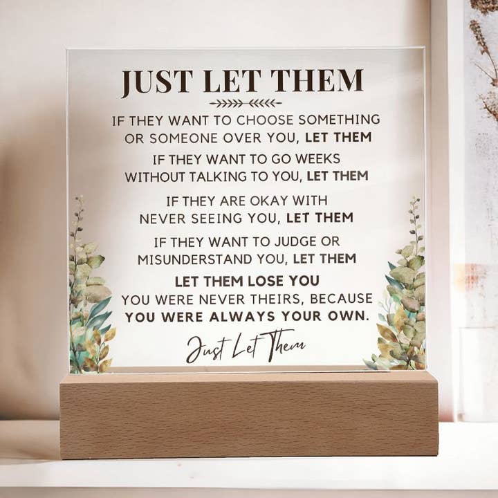 Bare lad dem skrivebordsskilte | Lad det være, citat om selvværd, selvkærlighed mental sundhedsstøtte, gave, opmuntring kvindelig ven for engroshandel hos Carpe Diem Gifts