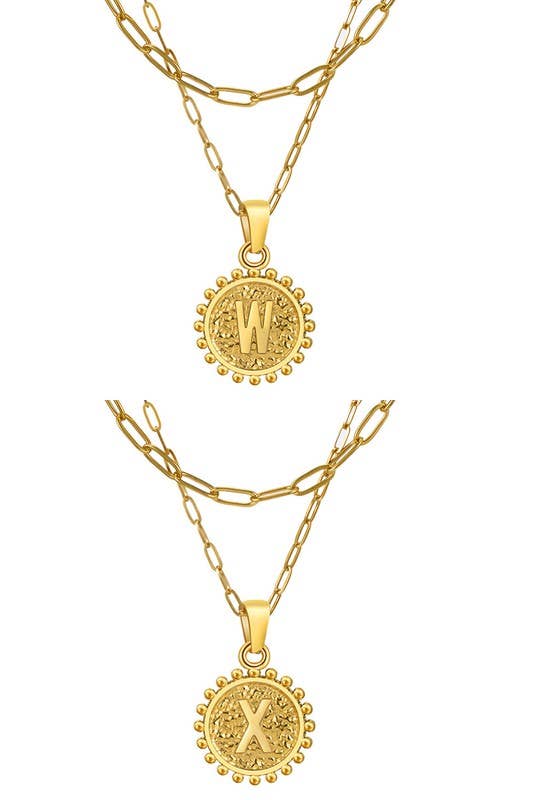 ACCITY - Wholesale Pendant/Charm Necklace - DOUBLE CHAIN INITIALS PENDANT NECKLACE_CWAJE1062