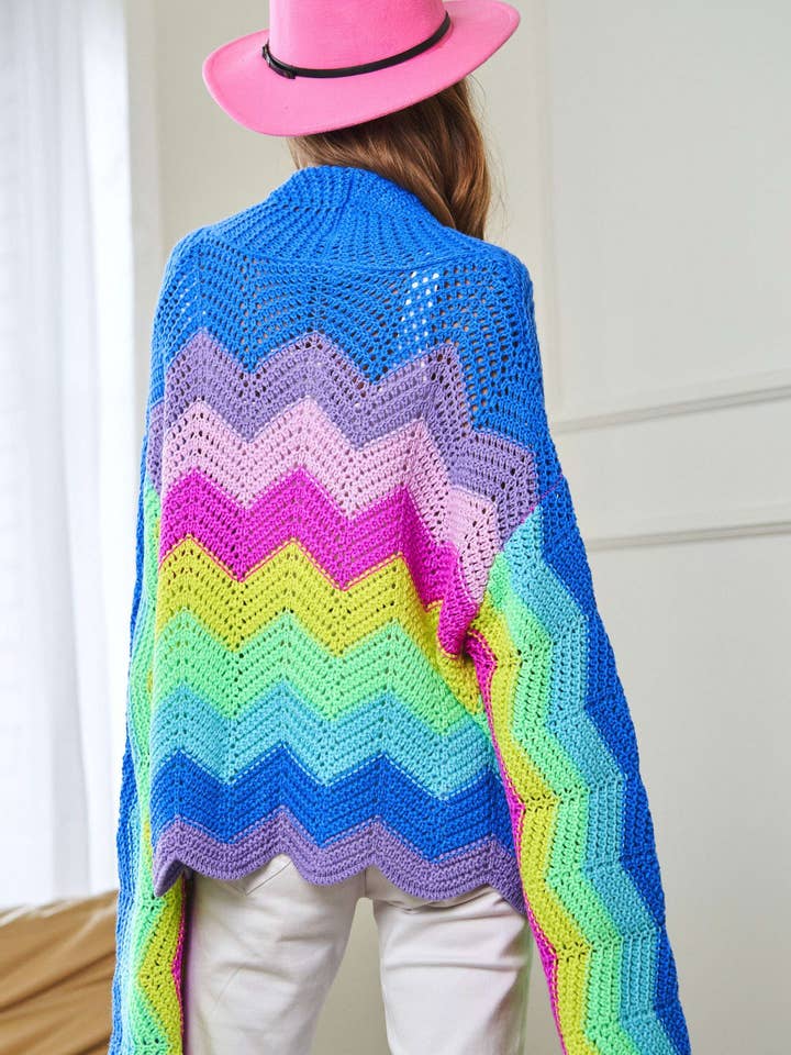 PLUS RAINBOW MULTI COLOR KNIT SWEATER CARDIGAN for wholesale on Faire15
