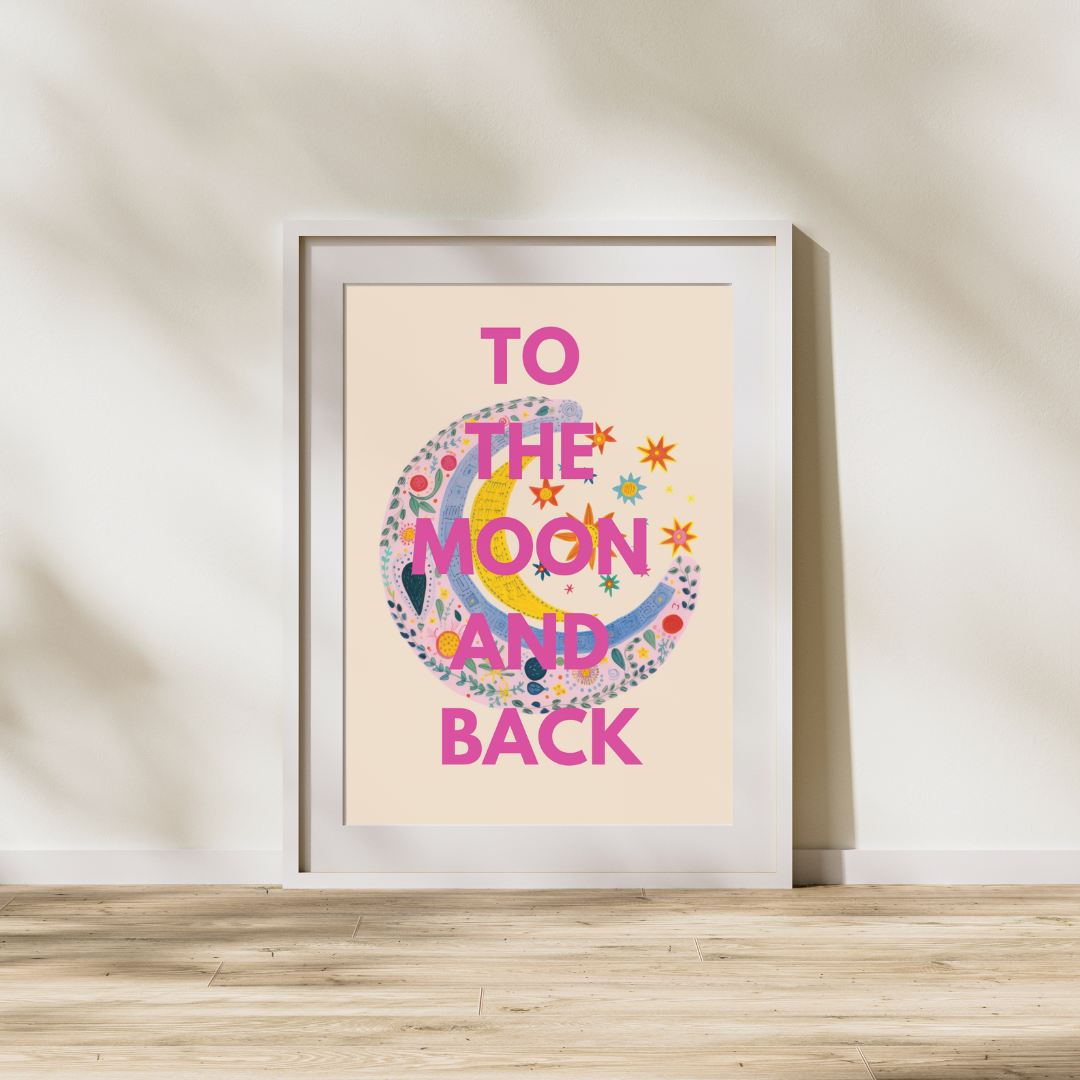 Lyonette – wholesale Art print – To the Moon and Back, Moon and Stars Art Print1
