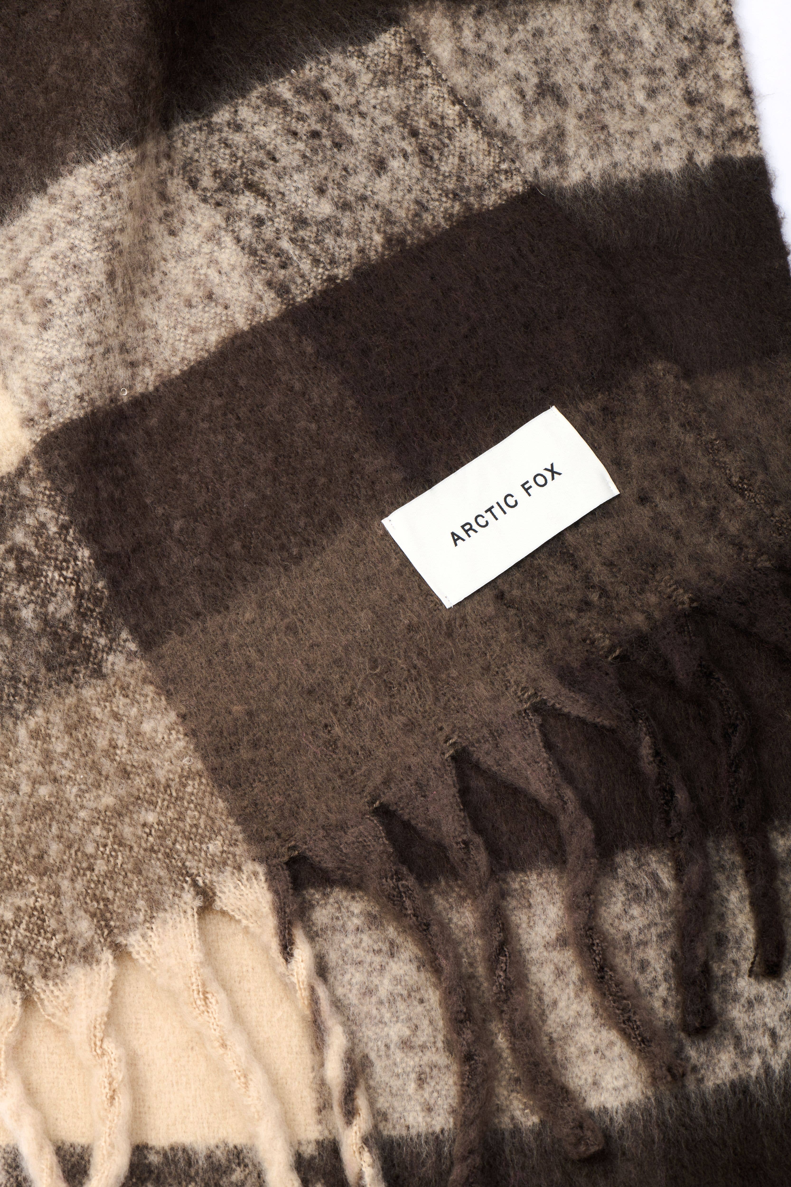 Arctic Fox & Co. - North America - Wholesale Scarf - Women's - The Reykjavik Scarf - 100% Recycled - Brown Check - FW254