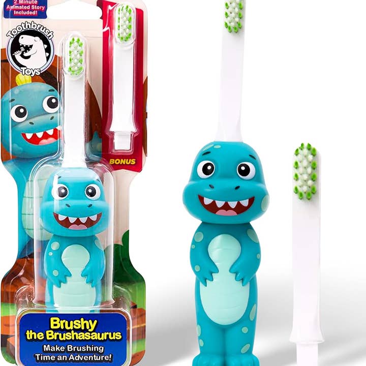 Kids Dinosaur Toothbrush Toy - Brushy the Brushasaurus for wholesale by Toothbrush Toys