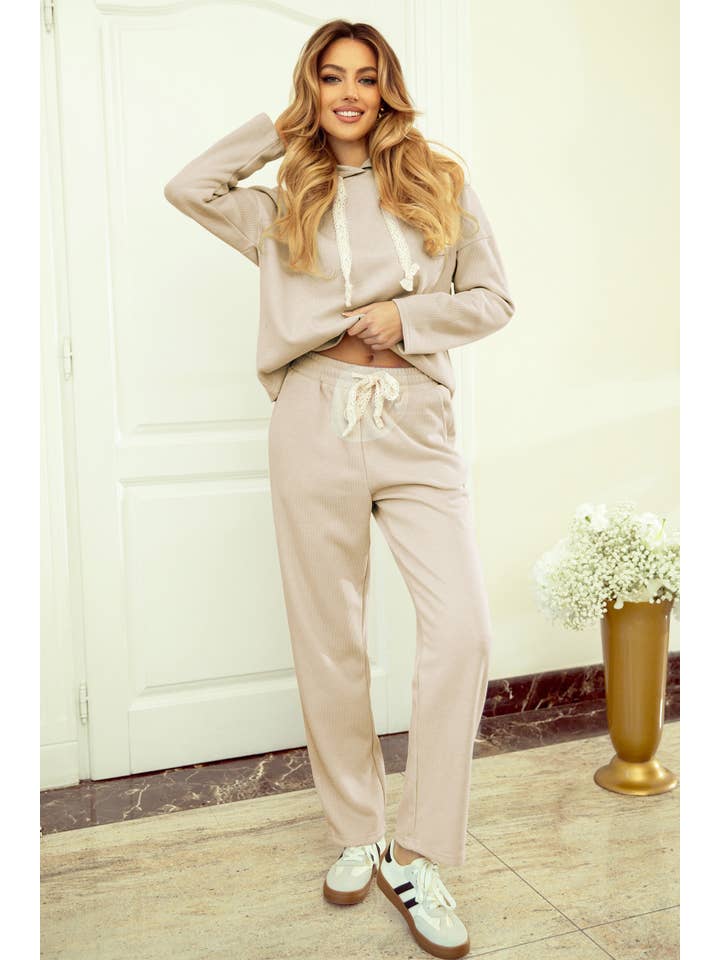 1 the Woman - Wholesale Lounge Set - Women's - Pullover Hoodie and High Waist Pants Corduroy Suit10