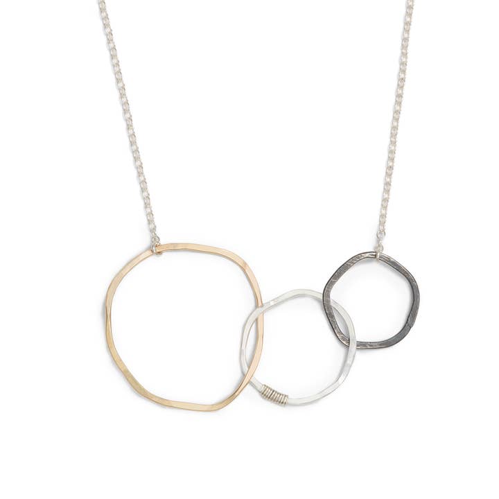 Freshie & Zero - Wholesale Pendant/Charm Necklace - Explore Necklace Three Linked Circles Mixed Metal